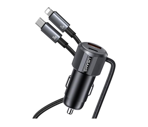 USAMS Ładowarka samochodowa 66W 1xUSB-A 1xUSB-C + kabel 2w1 - 1490525 - zdjęcie 2